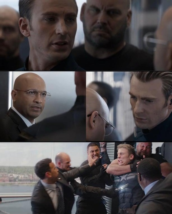Captain America Elevator Fight Dad Joke meme template