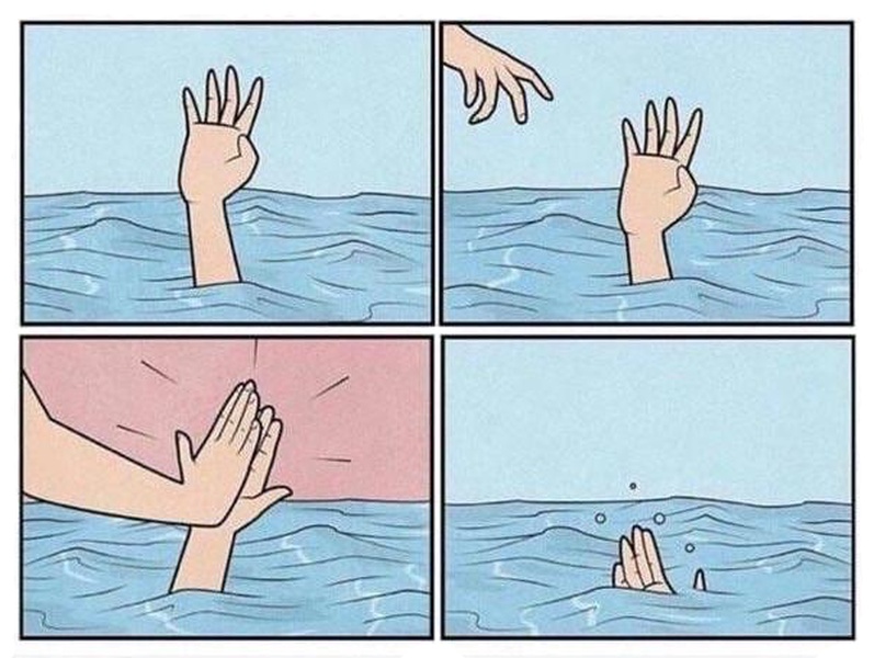 Drowning High Five blank meme template